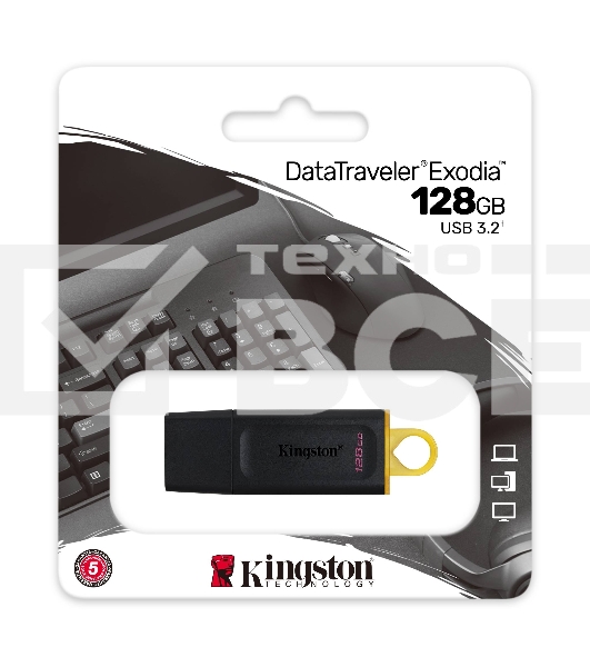 Флеш диск KINGSTON 128GB USB3.2 Gen1 DataTraveler Exodia (Black + Yellow)