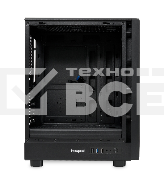 Компьютерный корпус без блока питания HSPD M510, Mesh Mid Tower, черный, TG, 0.5 SPCC, no fans ATX, mATX, mITX 180/280/160мм 1x2.5', 1x3.5', 7xPCI 1xUSB-A 3.0, 1xUSB-A 1.0 517x277x418мм