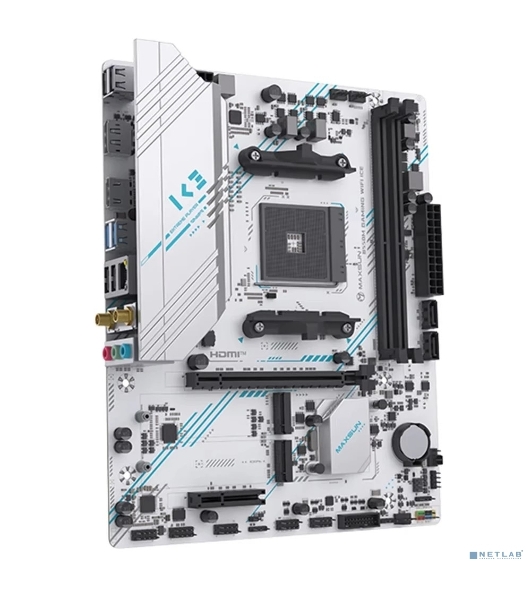 Материнская плата MAXSUN MS-B550M GAMING WIFI ICE, AM4, AMD B550, 2xDDR4, 2xSATA, 2xM.2, 1xPCIe 4.0 x16, 1xPCIe 3.0 x4, 1xHDMI, 1xDP, 1x1Gb LAN, Wi-Fi 5, Bluetooth 4.2, 2xUSB-A 5Gbps, 4xUSB-A 2.0, 3x3.5 мм, 5.1, mATX