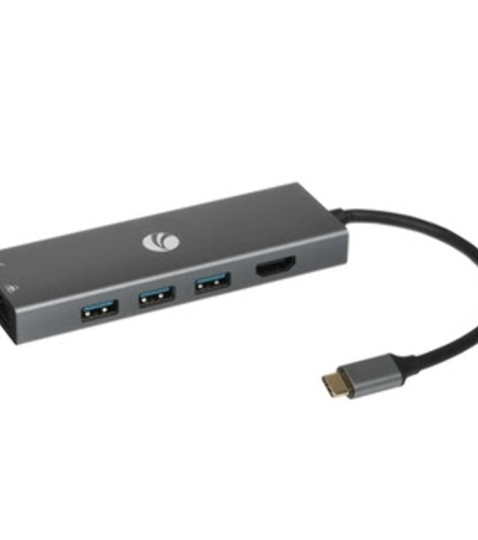 Адаптер VCOM CU459 Type-Cm --> RJ-45+2USB3.0(f) + PD100 Вт Alum Shell