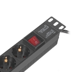 Блок розеток горизонтальный ExeGate ServerPro PDU-19H803 Al-8S-EU2-SW, 19', 1U, Алюминий, 8 Schuko, кабель с евровилкой VDE-250V-16A-3*1.5мм2, 2 метра, выкл. с подсветкой, черный, фото4