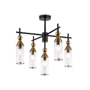 Люстра Ambrella light LH55256/5 BK/BS/CL черный/латунь/прозрачный E14*5 max 40W D520*520