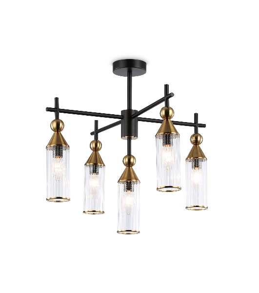 Люстра Ambrella light LH55256/5 BK/BS/CL черный/латунь/прозрачный E14*5 max 40W D520*520