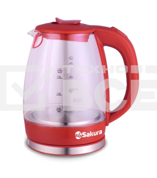 Чайник электрический Sakura SA-2717R 1.7 л, стекл подсв