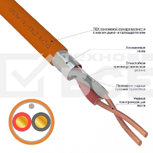 Кабель огнестойкий Rexant КПСЭнг(А)-FRLS 1x2x0,20 мм², бухта 200 м