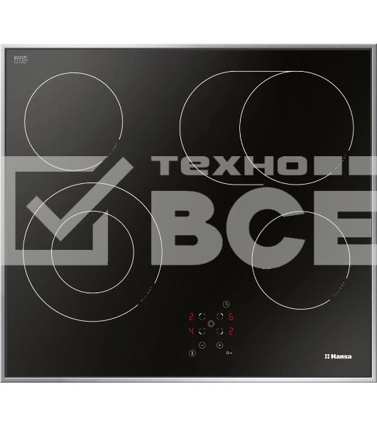 Встраиваемая варочная панель Hansa BHCI66706 Стеклокерамика, независимая, сенсорное управление, таймер, рамка, черная