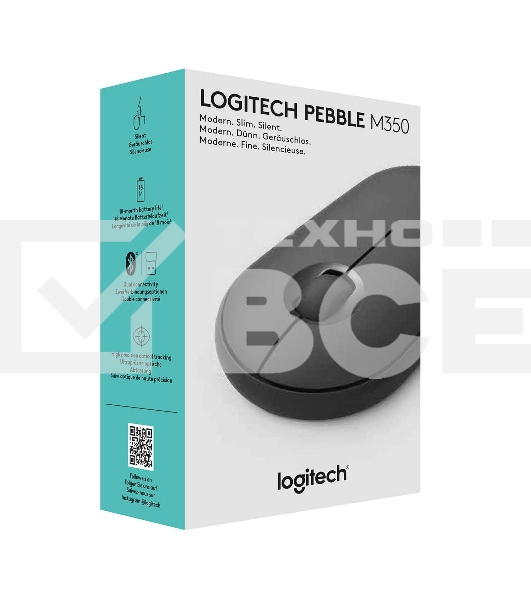 Мышь беспроводная Logitech Pebble M350 графитовый, 1000 dpi, радиоканал, Bluetooth, USB, кнопки - 3