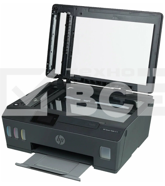МФУ струйный HP Smart Tank 615 AiO (Y0F71A), A4, цветной, печ. до 22 стр/мин. (ч/б) до 16 стр/мин. (цвет), скан. до 5 стр/мин. (ч/б) 3 стр/мин. (цвет), 1200 x 1200 dpi (ч/б печать, скан.) 1200 x 4800 dpi (печать цвет), USB, Wi-Fi, BlueTooth, Air Print, Mo