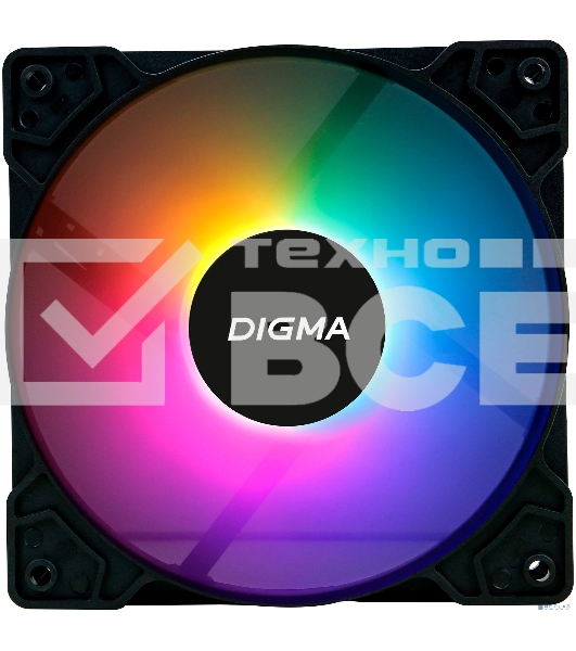 Вентилятор для корпуса Digma DFAN-FRGb1 черный, 120 мм, 1200 об/мин, 23 дБ, 4 pin