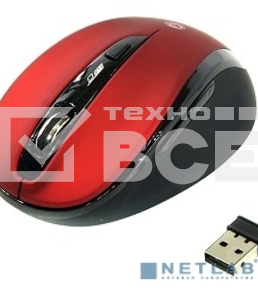 Мышь беспроводная беззвучная Smartbuy 612AG красная, Blue LED SBM-612AG-RK