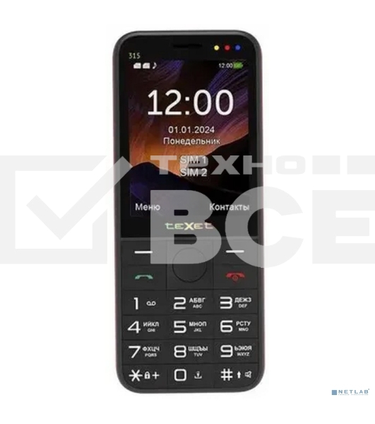 Мобильный телефон TeXet TM-315 черный-красный