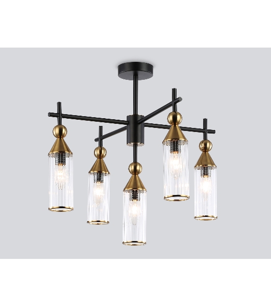 Люстра Ambrella light LH55256/5 BK/BS/CL черный/латунь/прозрачный E14*5 max 40W D520*520