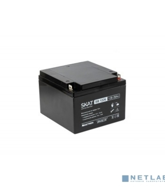 АКБ свинцово-кислотная SKAT SB 1226 тип AGM 12V 26Ач I зар.7,8А (клеммы под болт М5, гарантия - 18 месяцев) (2537)