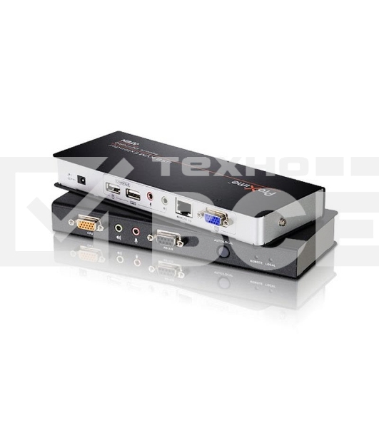 Переключатель ATEN CE770-(AT-G) Удлинитель, SVGA+KBD&MOUSE USB+AUDIO+RS232, 300 метр., 1xUTP Cat5e, SPHD15+HD-DB15+2xUSB A-тип+ 2xMINI JACK+DB9, Female, с KVM-шнуром USB 1.8м., Б.П. 220> 5.3V