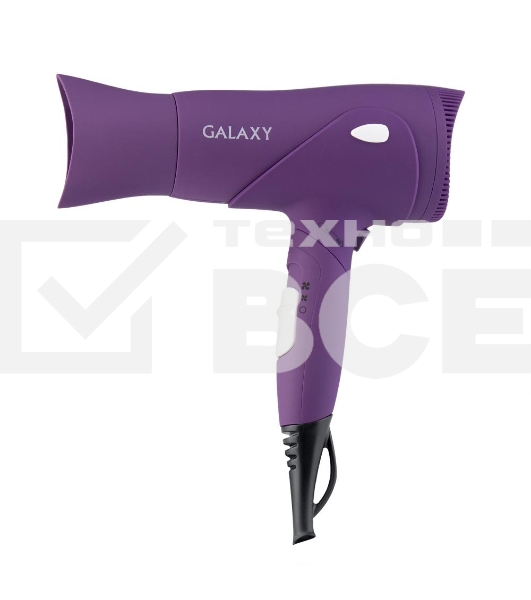 Фен для волос Galaxy Line GL 4315, сиреневый, 1800 Вт, 2 скорости, 3 температурных режима, функция «холодный воздух», защитная решетка, насадка-концентратор, подвесная петля, складная ручка