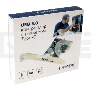 Контроллер USB  Gembird SPCR-02, в PCI, порты: 2 внешн. USB 3.0 Type-C