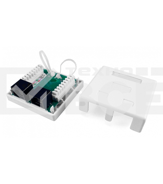 Розетка компьютерная RJ-45(8P8C) Hyperline, категория 5e, двойная, внешняя, Dual IDC