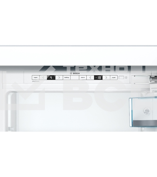 Холодильник Bosch KIS87AFE0 Встраиваемый двухкамерный 177.2х54.1х54.5 см, 272 (211+64) л, LED Освещение, зона свежести Hydrofresh, BigBox в морозилке
