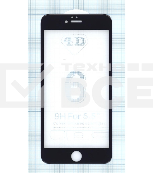 Защитное стекло 4D для Apple iPhone 6/6S Plus черный