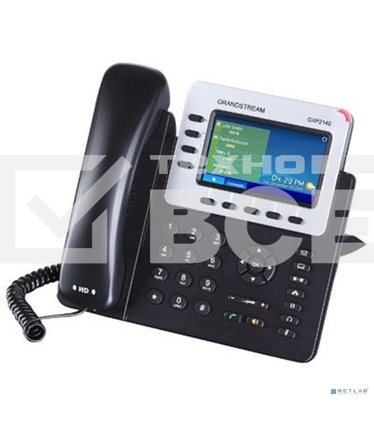 Телефон Grandstream GXP-2140, VoIP 2 Порта Ethernet 10/100/1000, 4 SIP линий, цветной TFT дисплей 480x272, HD Audio