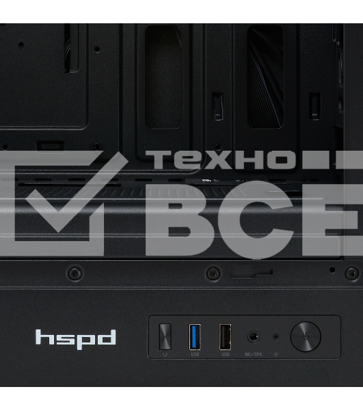 Компьютерный корпус без блока питания HSPD M510, Mesh Mid Tower, черный, TG, 0.5 SPCC, no fans ATX, mATX, mITX 180/280/160мм 1x2.5', 1x3.5', 7xPCI 1xUSB-A 3.0, 1xUSB-A 1.0 517x277x418мм