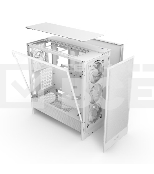 Компьютерный корпус без блока питания NZXT H5 Flow RGb, Midi-Tower, TG, 4x120мм RGb, 1xUSB-A 3.2 + 1xUSB-C 3.2, E-ATX, ATX, mATX, mITX белый