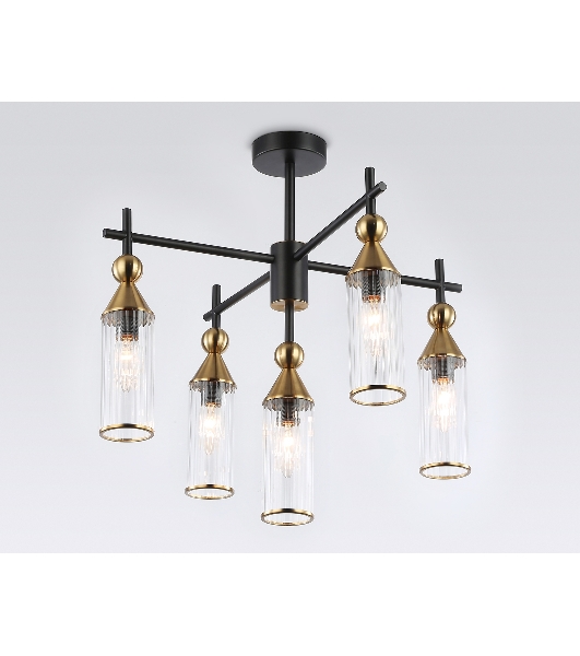 Люстра Ambrella light LH55256/5 BK/BS/CL черный/латунь/прозрачный E14*5 max 40W D520*520