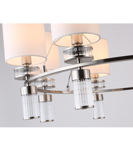 Люстра Ambrella light LH71293/8 SN/WH никель/белый E14/8 max 40W D830*780