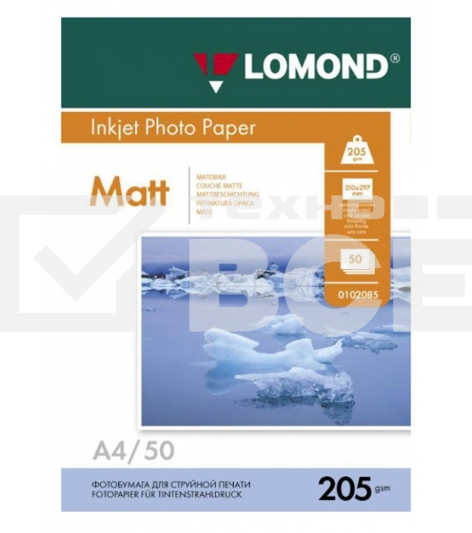 Фотобумага Lomond 0102085 A4/205г/м2/50л./белый матовое для струйной печати