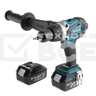Дрель-шуруповерт Makita DDF458RFE Дрель ак {18В,2х3Ач Li-ion,БЗП-13мм,0-400\2000об\м,91\58Нм,2.3кг,чем}