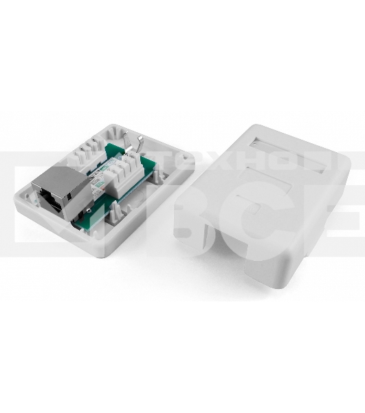 Розетка компьютерная Hyperline SB1-1-8P8C-C5e-SH-WH RJ-45(8P8C), категория 5e, экранированная, одинарная, внешняя, Dual IDC