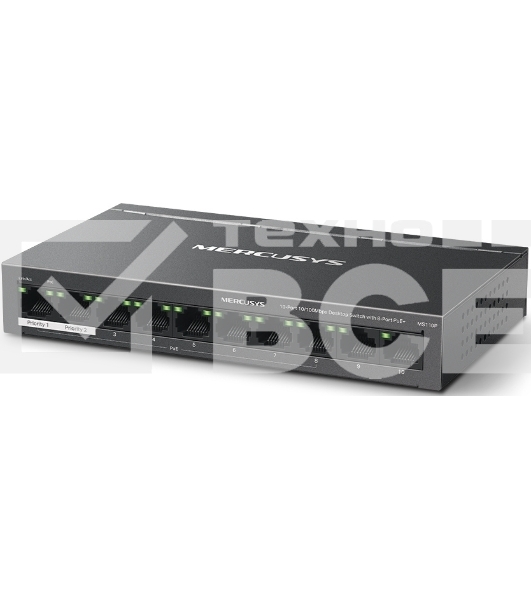 Настольный коммутатор Mercusys MS110P с 10 портами 10/100 Мбит/с (8 портов PoE+)