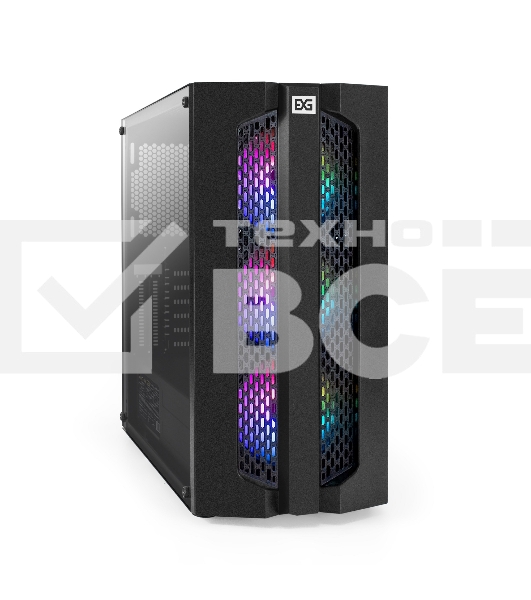 Компьютерный корпус Miditower ExeGate EVO-9205-EVO800 (ATX, БП EVO800RGB с вент. 12 см, с окном, 1*USB+1*USB3.0, аудио, черный, 3 вент. 12см с RGB подсветкой)