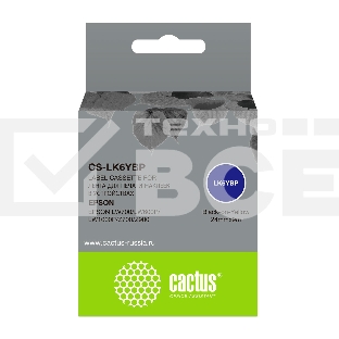 Картридж ленточный Cactus CS-LK6YBP черный шрифт, желтый фон (24 мм, 9 м) для Epson LW700/LW600P/LW1000P/Z700/Z900