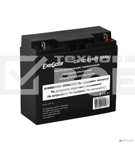 Батарея ExeGate DT 1218 (12V 18Ah), клеммы под болт М5