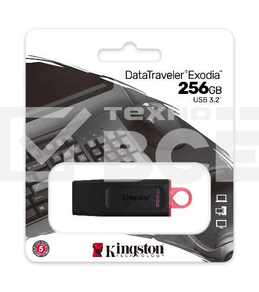 Флеш диск KINGSTON 256GB USB3.2 Gen1 DataTraveler Exodia (Black + Pink)