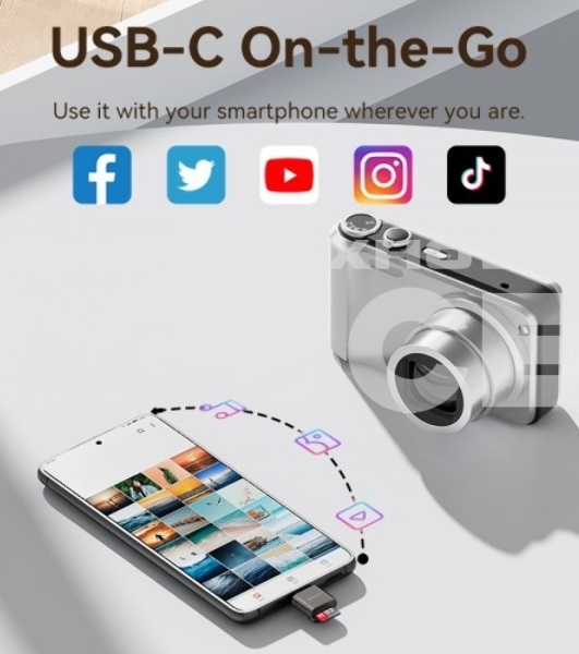 Картридер Vention OTG USB 2.0 CM / MicroSD - Серый