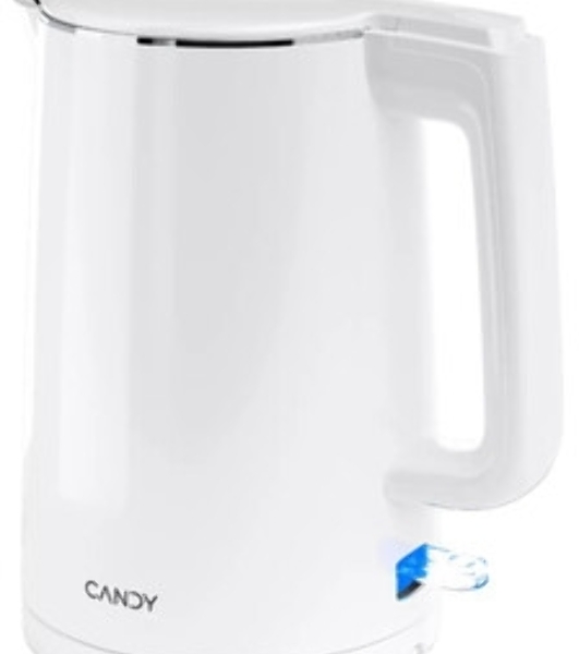 Электрочайник Candy CK-102 белый, 1.5 л, 2200 Вт, скрытый нагревательный элемент