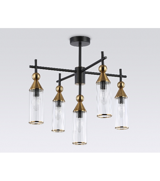 Люстра Ambrella light LH55256/5 BK/BS/CL черный/латунь/прозрачный E14*5 max 40W D520*520