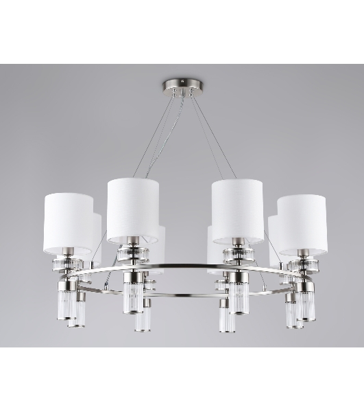 Люстра Ambrella light LH71293/8 SN/WH никель/белый E14/8 max 40W D830*780