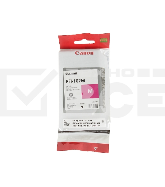 Картридж струйный Canon PFI-102M (0897B001) пурпурный (130 мл.) для Canon imagePROGRAF iPF605, iPF610., iPF650, iPF655, iPF710, iPF755, LP17, iPF510
