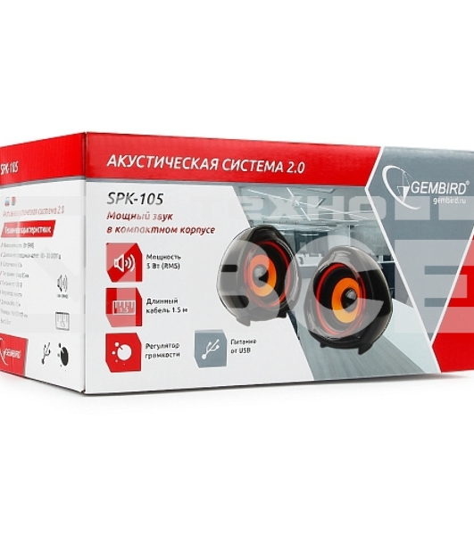 Колонки Акустич. система 2.0 Gembird SPK-105, черный, 5 Вт, регулятор громкости, USB-питание