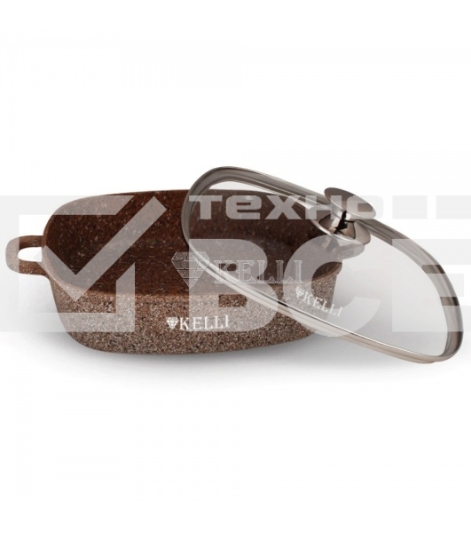 Сковорода-сотейник Kelli KL-4059-28 28 см. 4,5 л ОБЪЕМ 4,5 л из высокопрочного алюминия с гранитным покрытием, с индукционным дном. Силиконовые накладки для ручек съемные. Стеклянная крышка с паровыпуском. Пригодна для всех видов плит, в том числе индукци