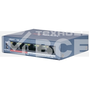 Коммутатор Hikvision DS-3E0105P-E/M(B) 4 RJ45 100M PoE с грозозащитой 6кВ; 1 Uplink порт 100М Ethernet: бюджет PoE 35Вт; поддерживают режим передачи до 250м; таблица MAC адресов на 1000 записей;