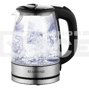 Чайник электрический Starwind SKG5210 1.7л. 2200Вт черный/серебристый (корпус: стекло)