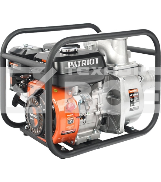 Мотопомпа PATRIOT MP 3060 S [335101430] {Двиг. 4-т, АИ-92, 196сс, 6.5 л.с., самовсас., макс.производит.60 м?/ч (1000 л/м), макс.глуб.всас.8 м., макс.нап.30 м., диам.патруб.3