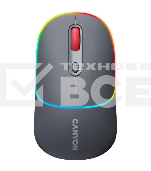 Мышь беспроводная Canyon MW-22 темно-серый, 1600 dpi, радиоканал, Bluetooth, USB, кнопки - 4