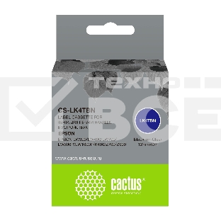 Картридж ленточный Cactus CS-LK4TBN черный, 12 мм, 9 м для Epson LW300/LW400/LW700/LW600P/LW1000P/K400/Z700/Z900