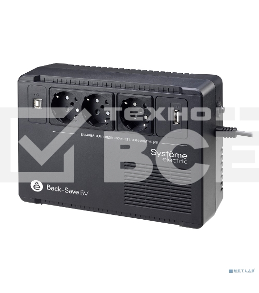 Источник бесперебойного питания Systeme Electriс Back-Save, 400VA/240W, 230V, Line-Interactive, AVR, 3xSchuko, USB charge(type A), USB