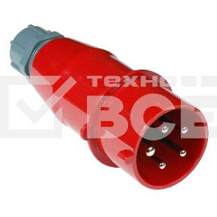 Вилка Lanmaster LAN-IEC-309-32A3P/M трехфазная папа 32A 380V разборная красная
